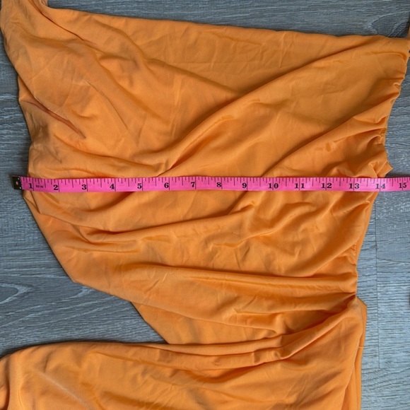 NEW Meshki Jemma Draped Slinky Maxi Dress - Orange Sorbet Medium - Picture 4 of 10